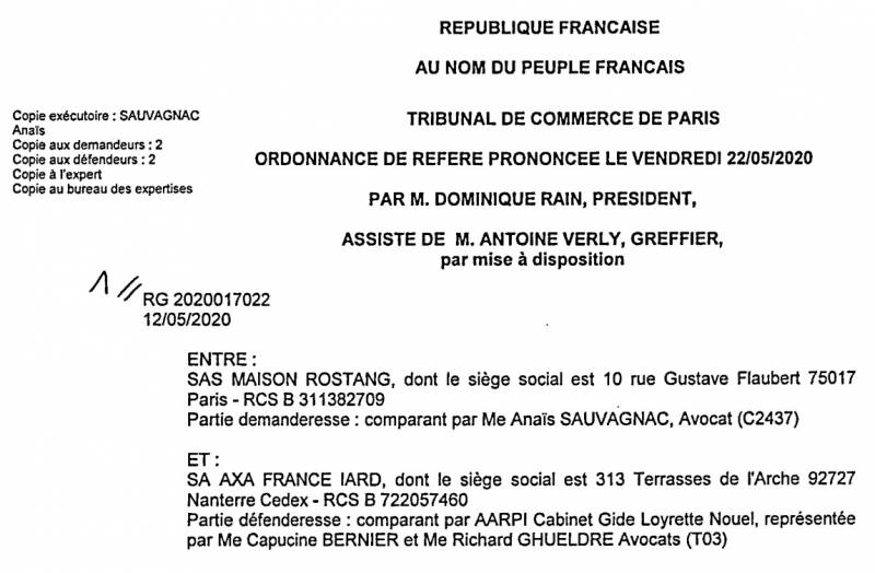 AXA condamnée par le Tribunal de Commerce de Paris à indemniser les pertes d’exploitation d’un restaurateur : l’arroseur arrosé ?